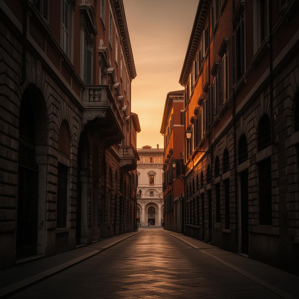 Vicolo storico di Verona al tramonto